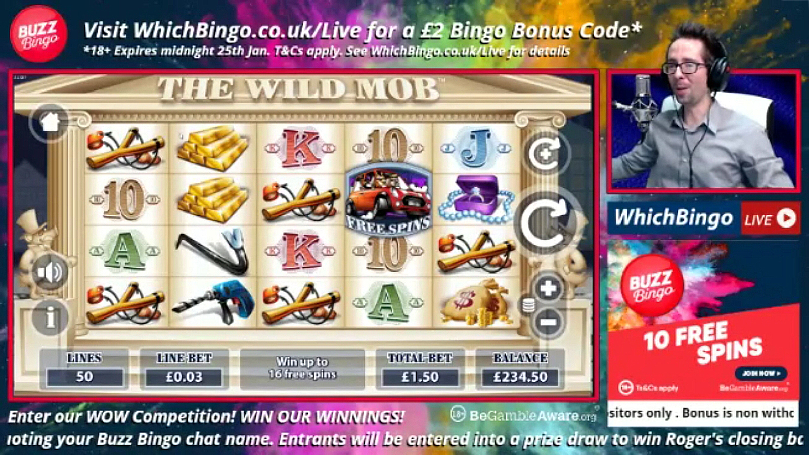 roger live play the wild mob at which bingo