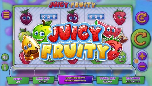 juicy fruity juicy fruit fruits apple cherry strawberry melon bar joker one hand bandit lemon fruit bar bonus round bonus round triple fill